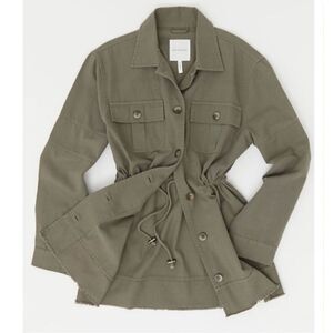 Avec Les Filles Anthropologie Cinch Waist Utility Cargo Jacket Army Green M